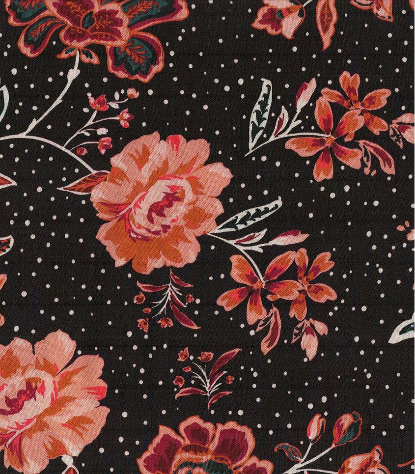 Tissu viscose Fleurs Indiennes - Sépia Tissu viscose Fleurs Indiennes - Sépia