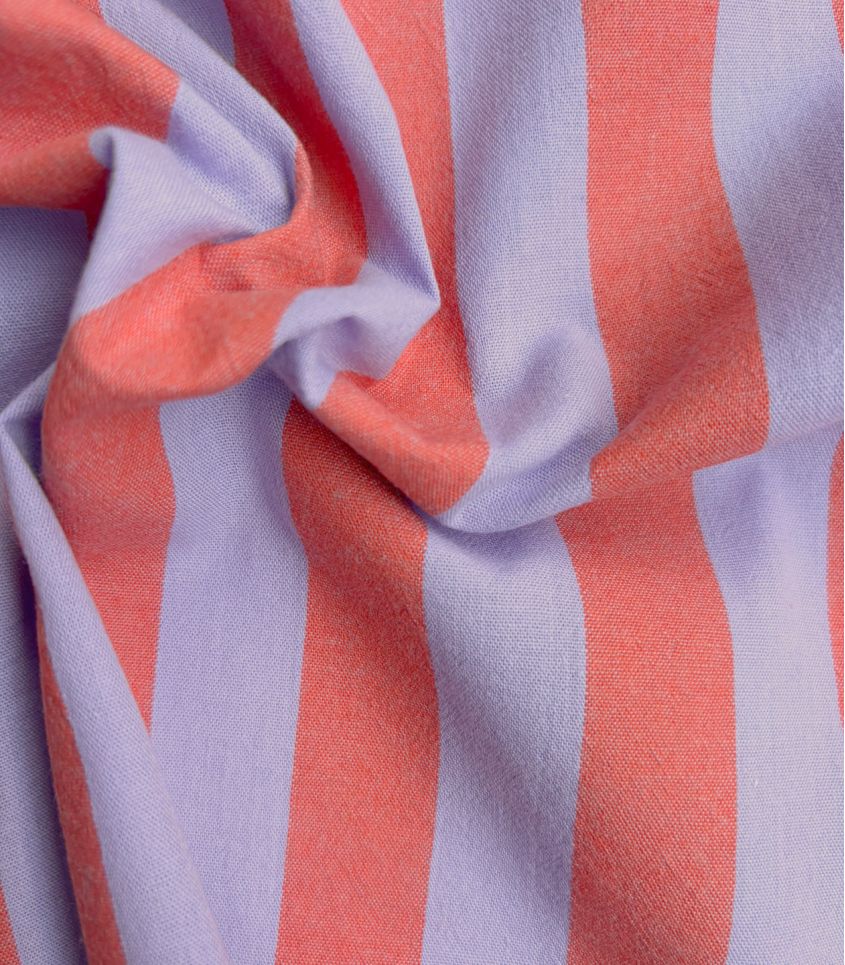 Tissu coton lavé - Rayures Lilac Red