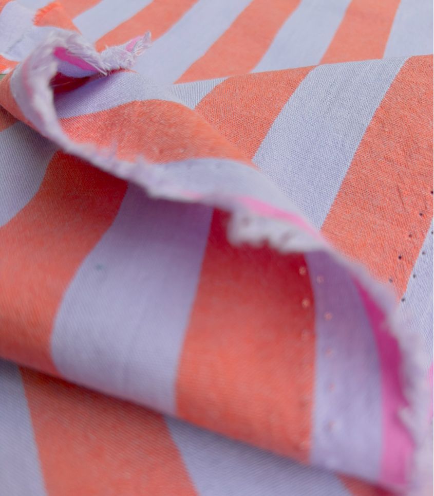 Tissu coton lavé - Rayures Lilac Red Tissu coton lavé - Rayures Lilac Red