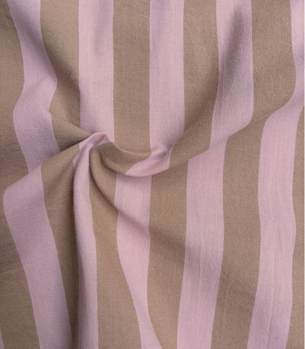 Tissu coton lavé - Rayures XL Rose Thé