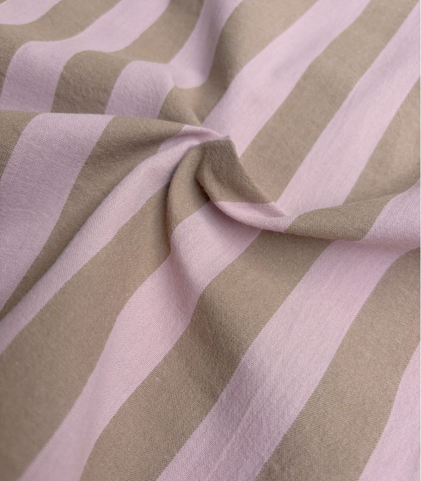 Tissu coton lavé - Rayures Rose Thé Tissu coton lavé - Rayures Rose Thé