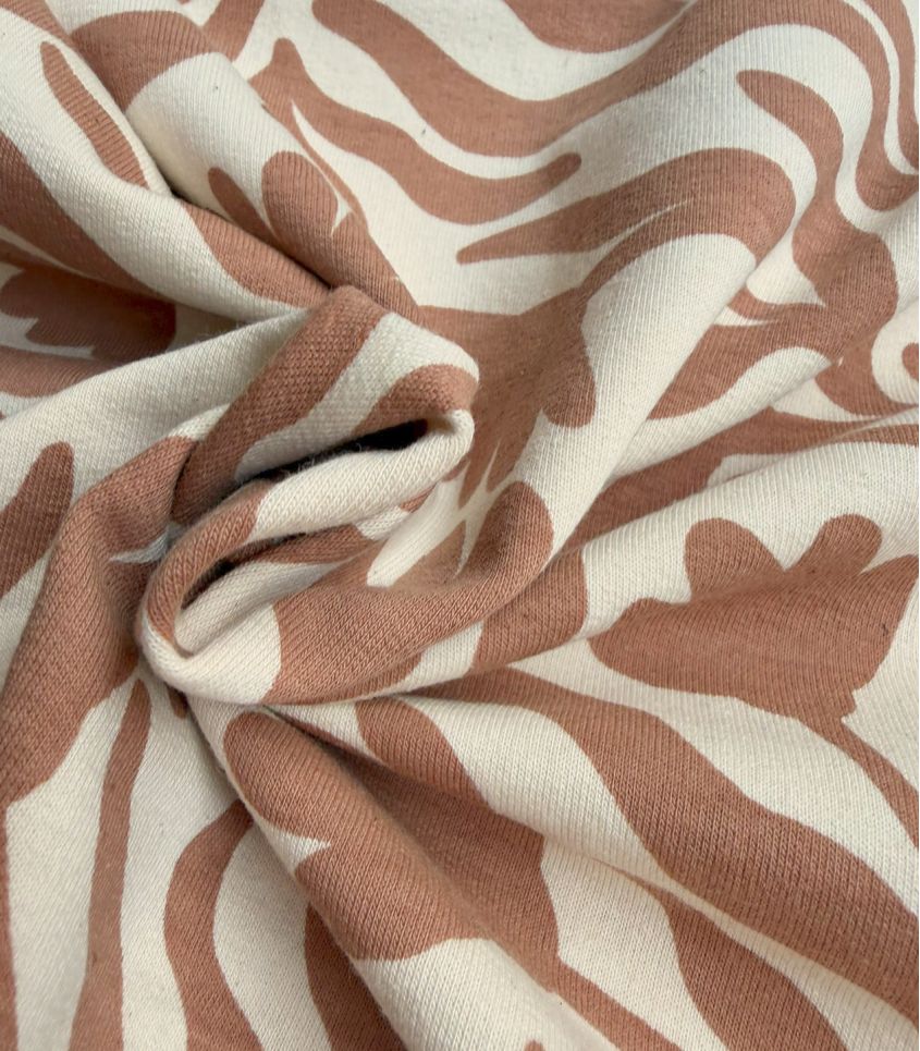 Tissu French terry - Fleurs Sauvages Moka Tissu French terry - Fleurs Sauvages Moka