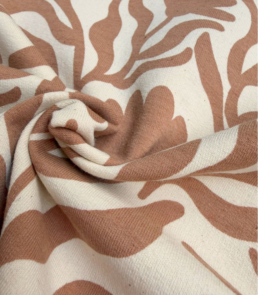 Tissu French terry - Fleurs Sauvages Moka Tissu French terry - Fleurs Sauvages Moka