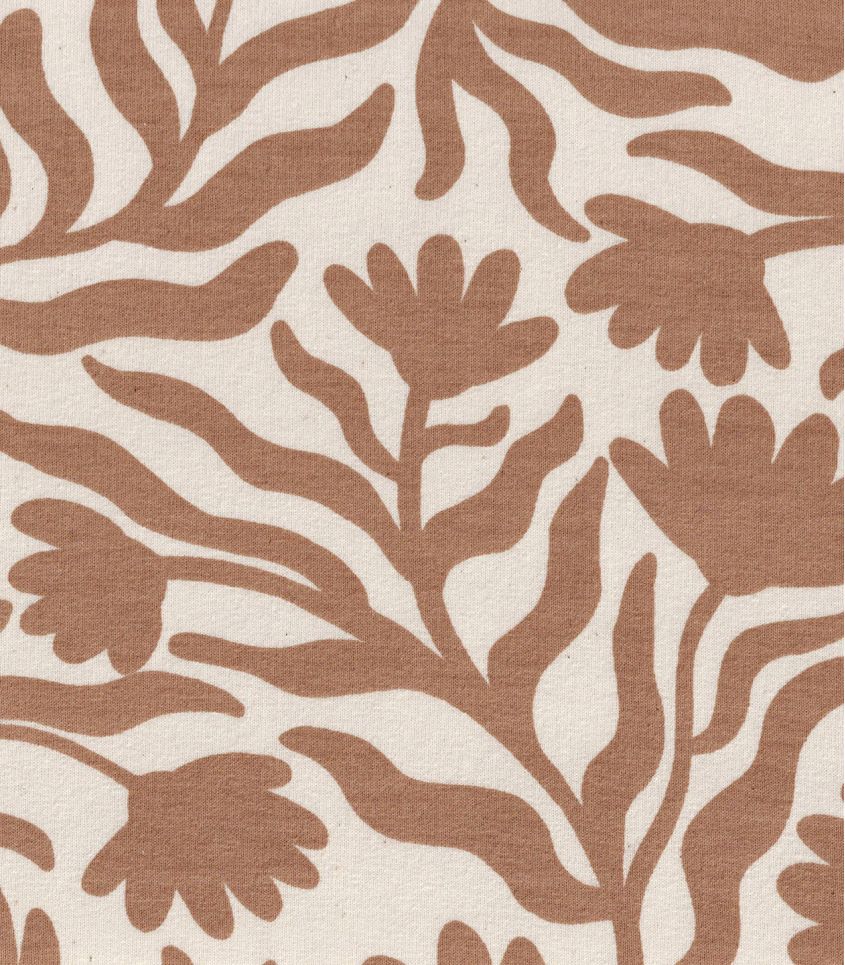 Tissu French terry - Fleurs Sauvages Moka Tissu French terry - Fleurs Sauvages Moka