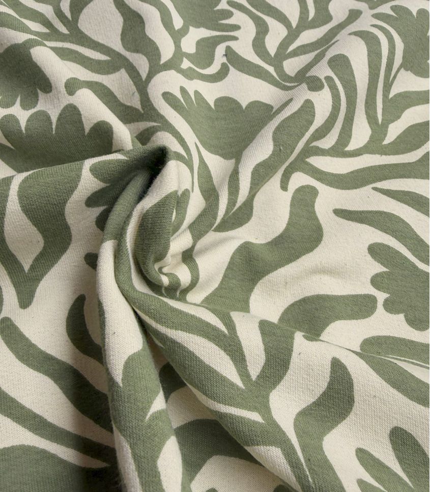 Tissu French terry - Fleurs Sauvages Sauge Tissu French terry - Fleurs Sauvages Sauge