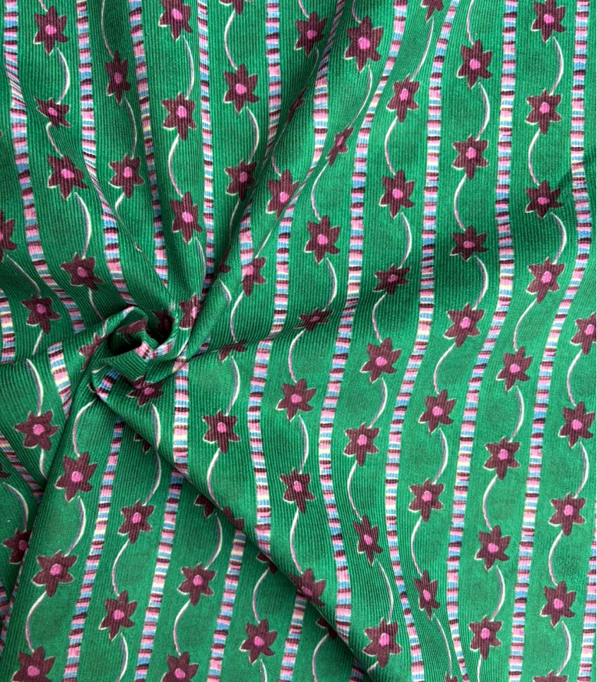 Tissu velours milleraies - Farandole Vert