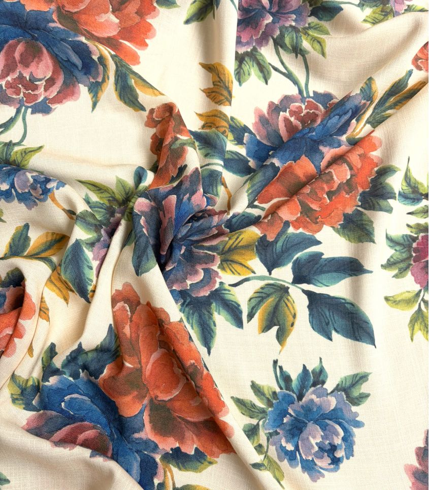Tissu viscose tramée - Fleur d'Antan