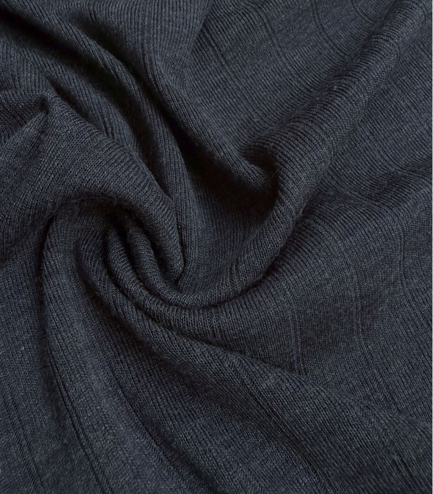 Jersey laine et soie - côtelé encre