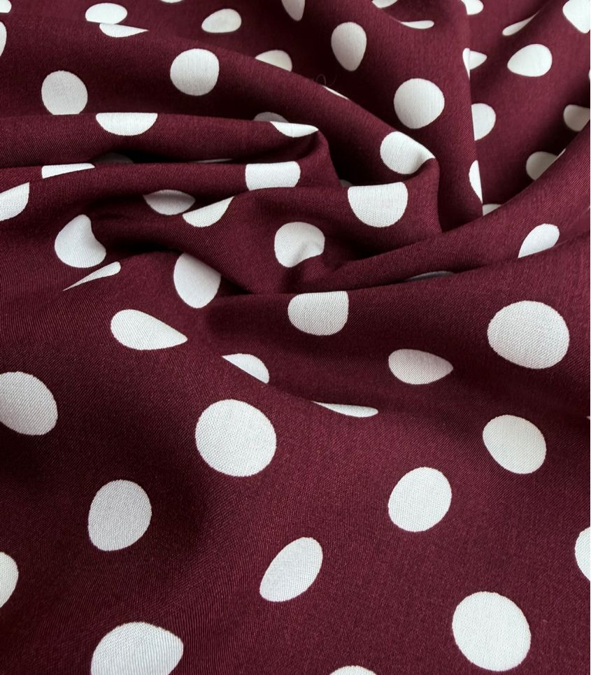 Tissu viscose - Polka dots Merlot