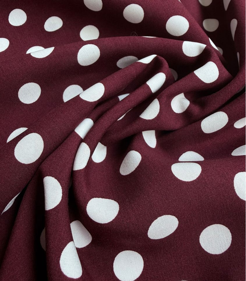 Tissu viscose - Polka dots Merlot Tissu viscose - Polka dots Merlot
