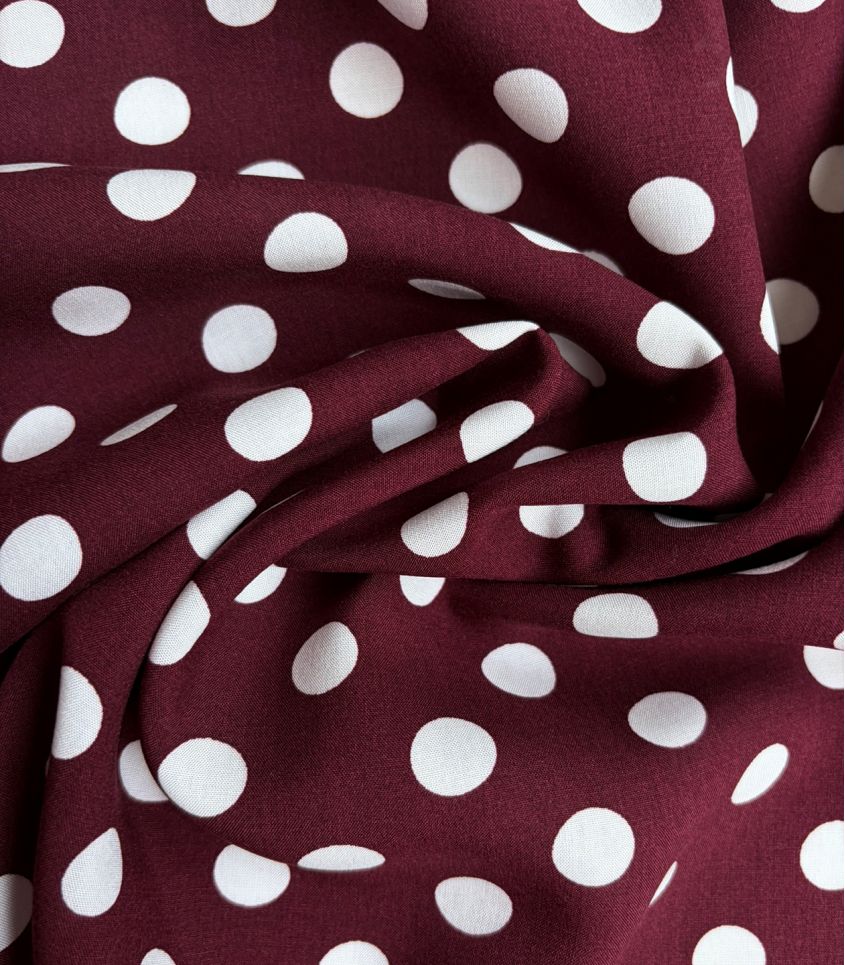 Tissu viscose - Polka dots Merlot Tissu viscose - Polka dots Merlot