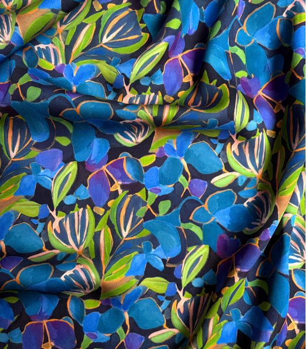 Tissu satin viscose - Iris sauvages