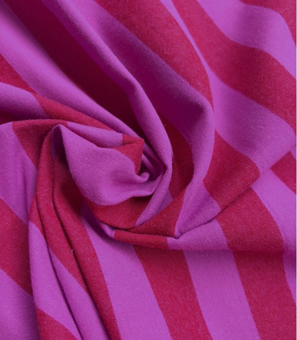 Tissu coton lavé - Rayures XL Fuchsia Red
