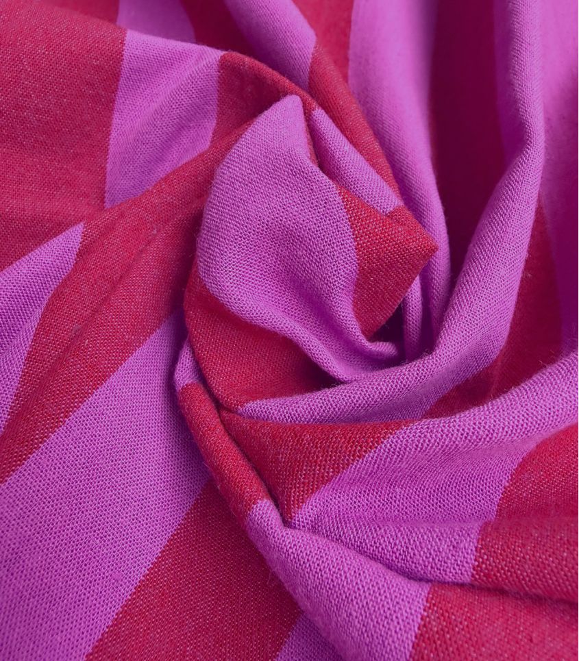 Tissu coton lavé - Rayures Fuchsia Red Tissu coton lavé - Rayures Fuchsia Red