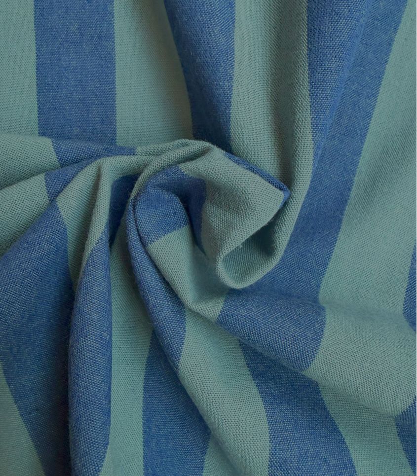 Tissu coton lavé - Rayures Mineralblue