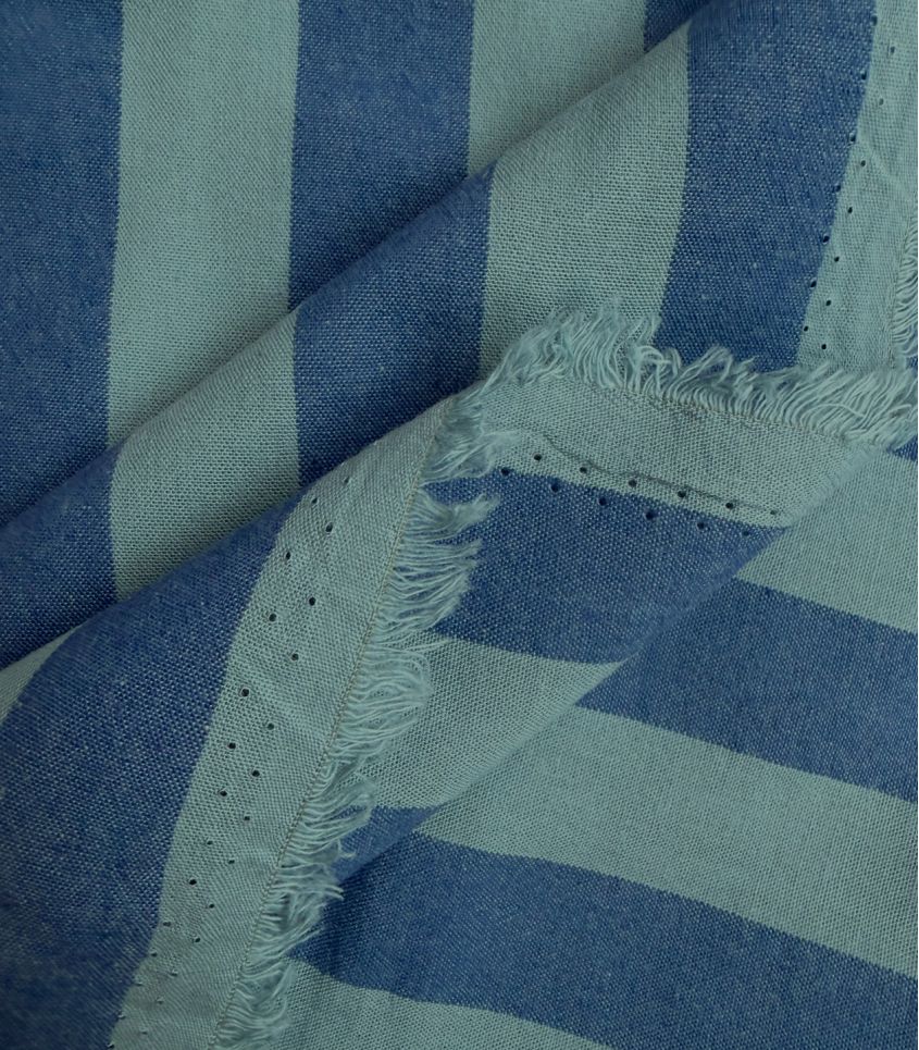Tissu coton lavé - Rayures Mineralblue Tissu coton lavé - Rayures Mineralblue
