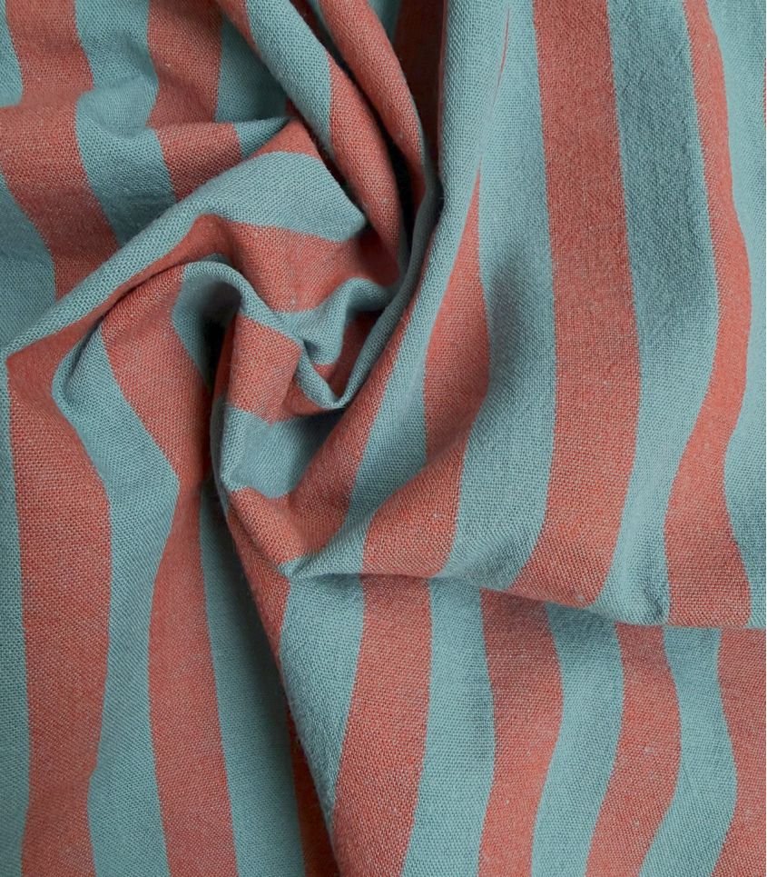 Tissu coton lavé - Rayures Pétrole Choco