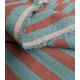 Tissu coton lavé - Rayures Pétrole Choco