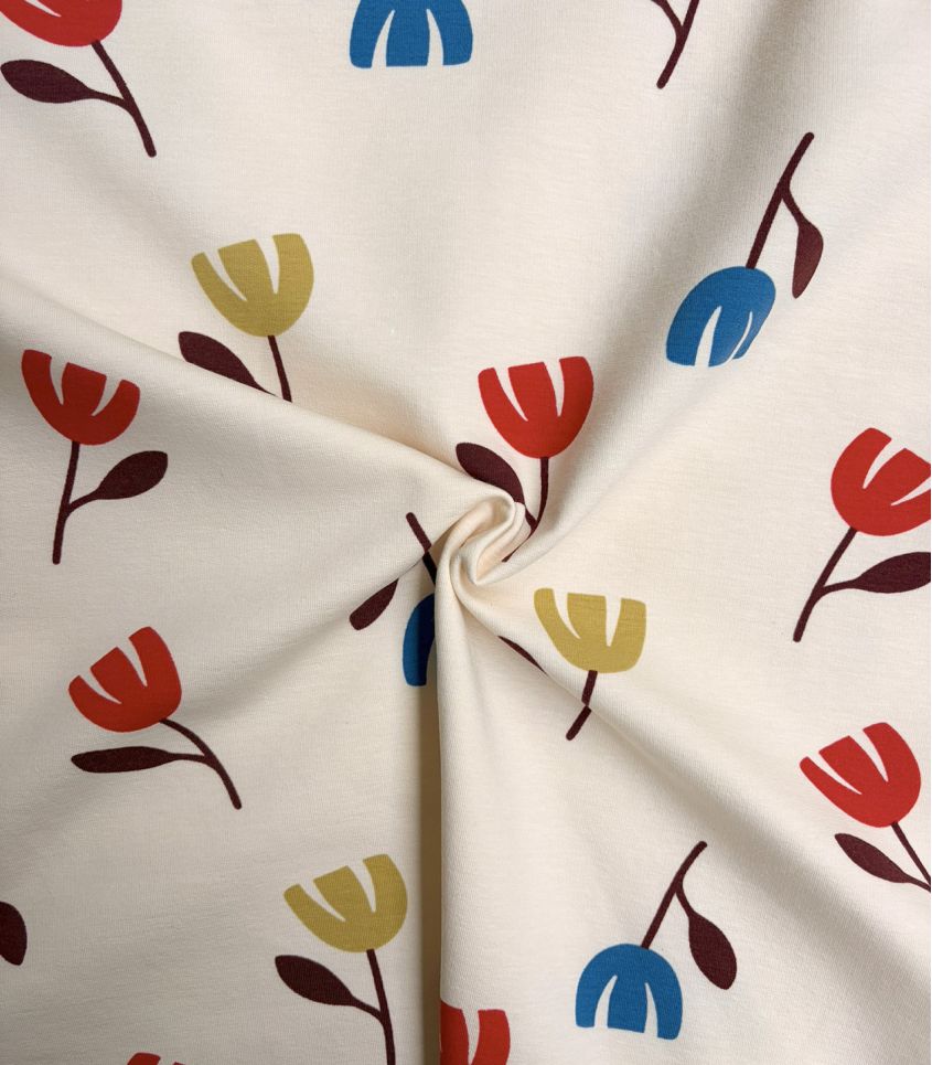 Tissu French terry - Tulipe Pop