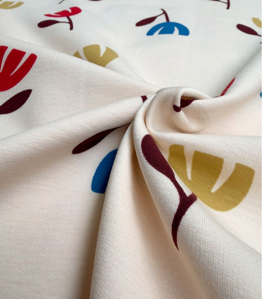Tissu French terry - Tulipe Pop Tissu French terry - Tulipe Pop