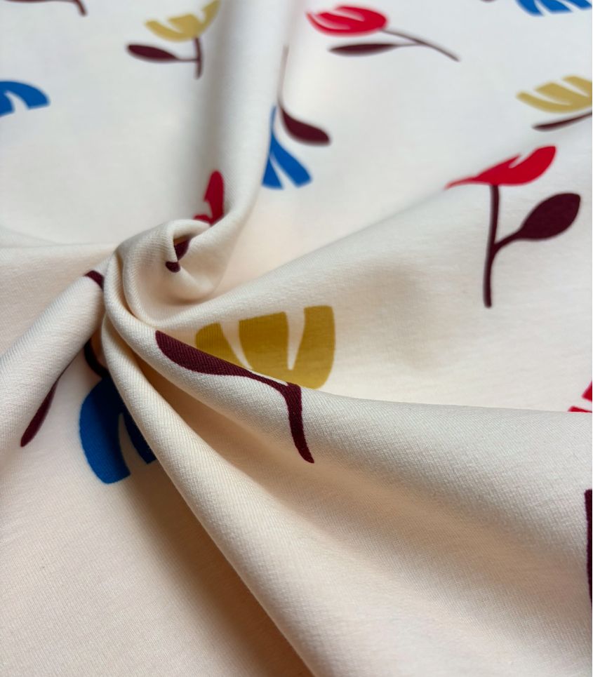 Tissu French terry - Tulipe Pop Tissu French terry - Tulipe Pop
