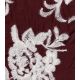 Tissu brodé - Fleurs d'hiver bordeaux