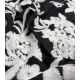 Tissu brodé - Fleurs d'hiver noir