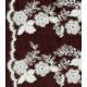 Tissu brodé Fleurs d'hiver - Feston bordeaux