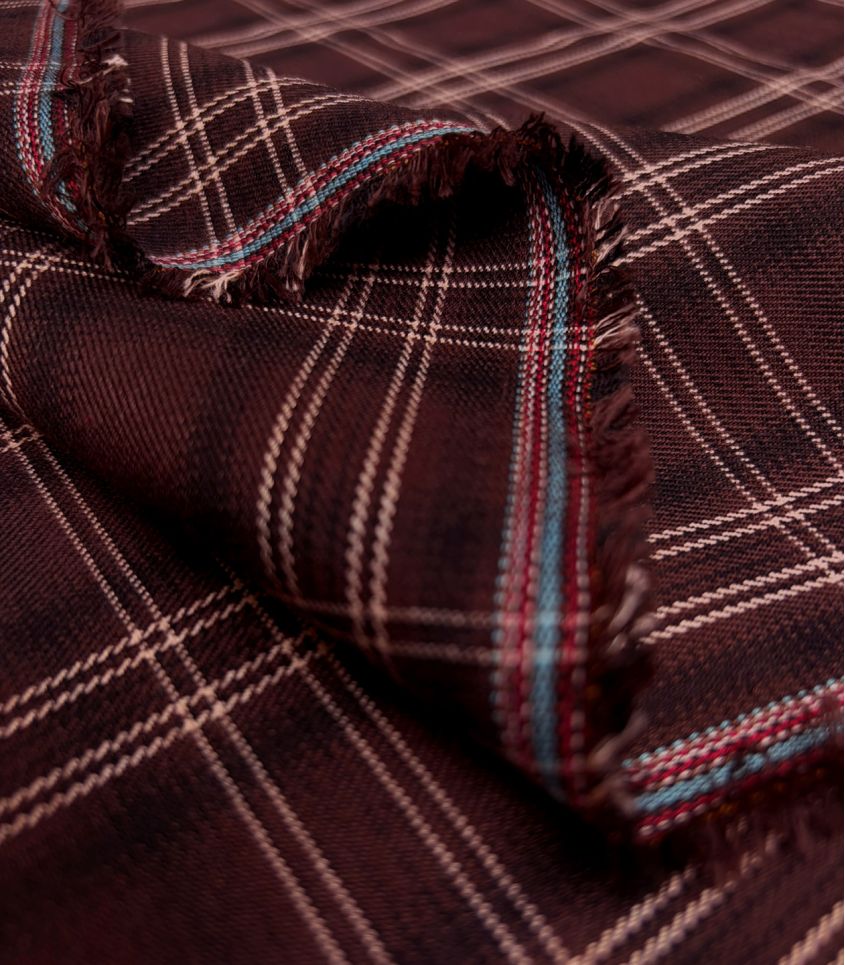 Tissu Prince de Galles- Bordeaux