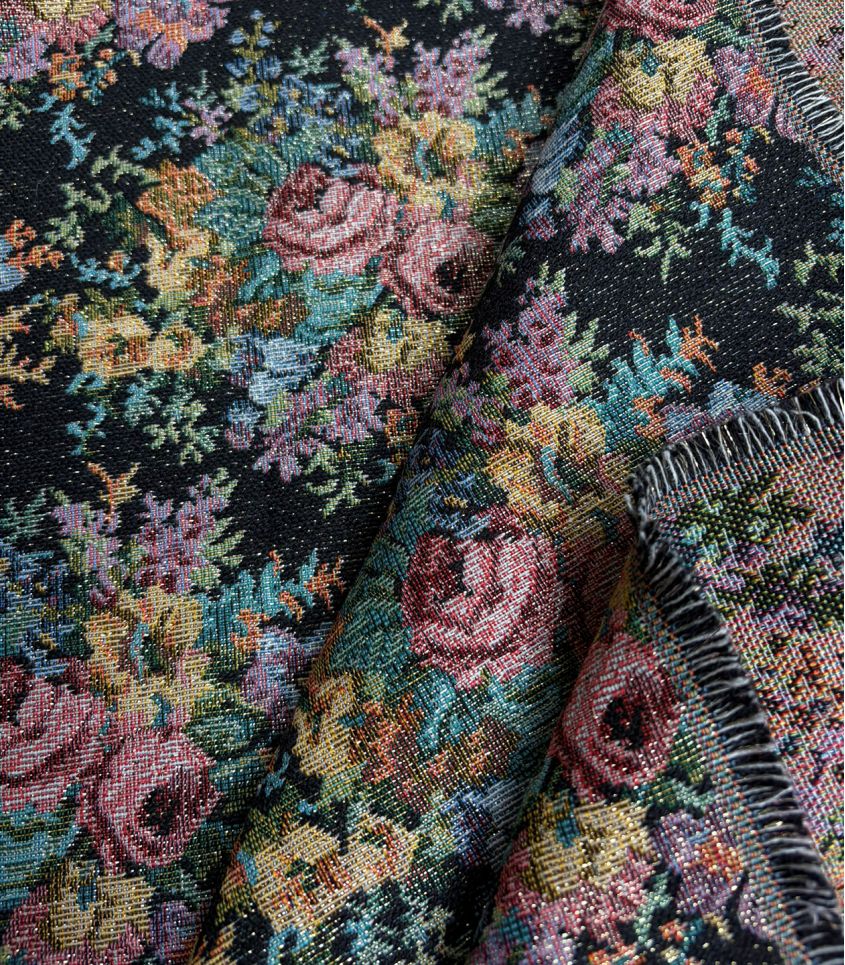 Tissu jacquard - Floraison nocturne