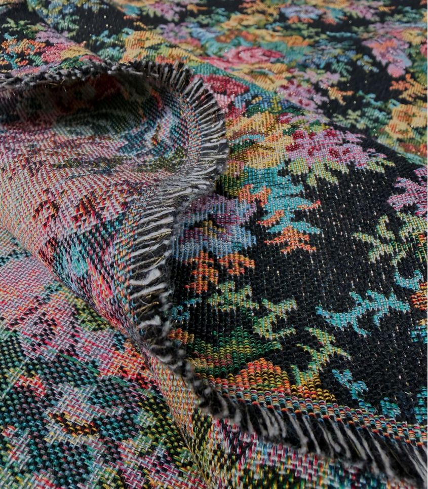 Tissu jacquard - Floraison nocturne Tissu jacquard - Floraison nocturne