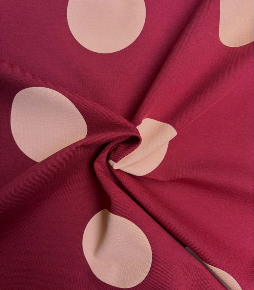 Tissu French terry - Big dots bordeaux Tissu French terry - Big dots bordeaux
