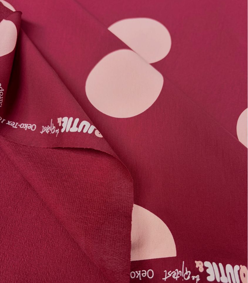 Tissu French terry - Big dots bordeaux Tissu French terry - Big dots bordeaux