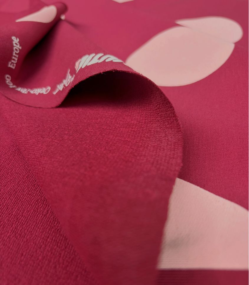 Tissu French terry - Big dots bordeaux Tissu French terry - Big dots bordeaux