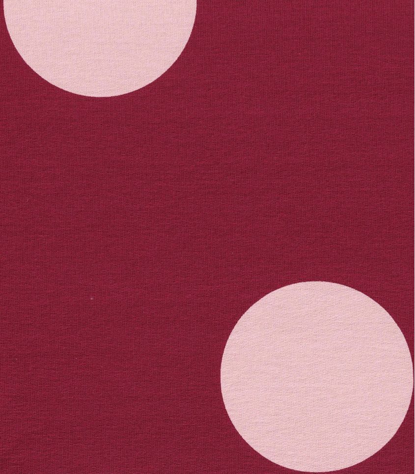 Tissu French terry - Big dots bordeaux Tissu French terry - Big dots bordeaux