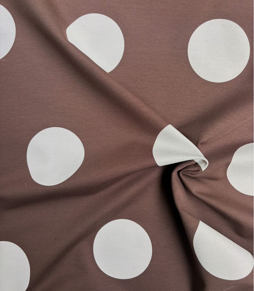 Tissu French terry - Big dots cocoa