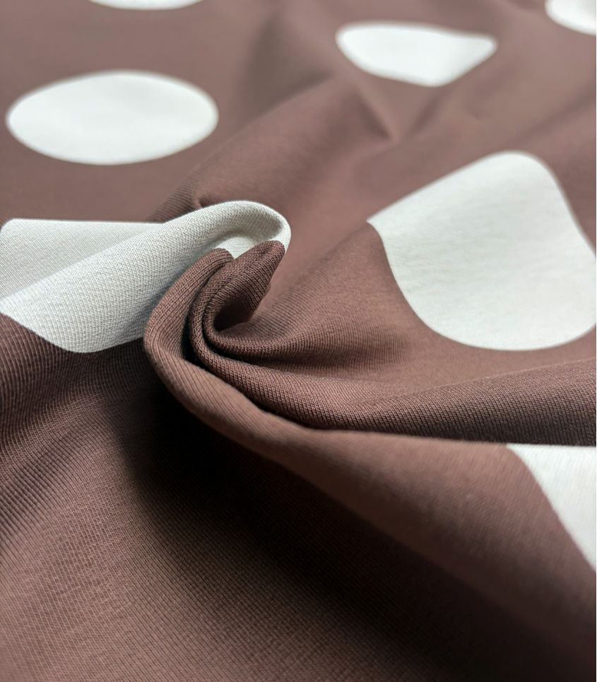 Tissu French terry - Big dots cocoa Tissu French terry - Big dots cocoa