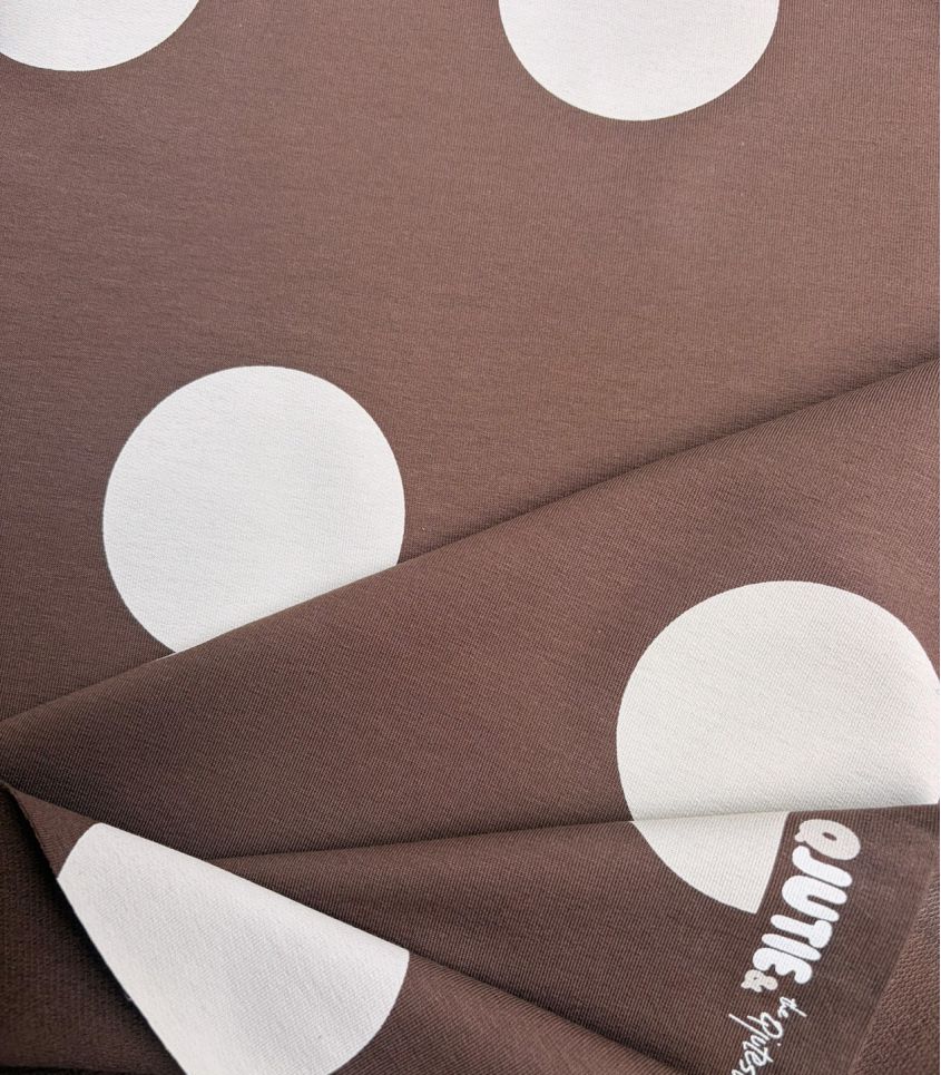 Tissu French terry - Big dots cocoa Tissu French terry - Big dots cocoa