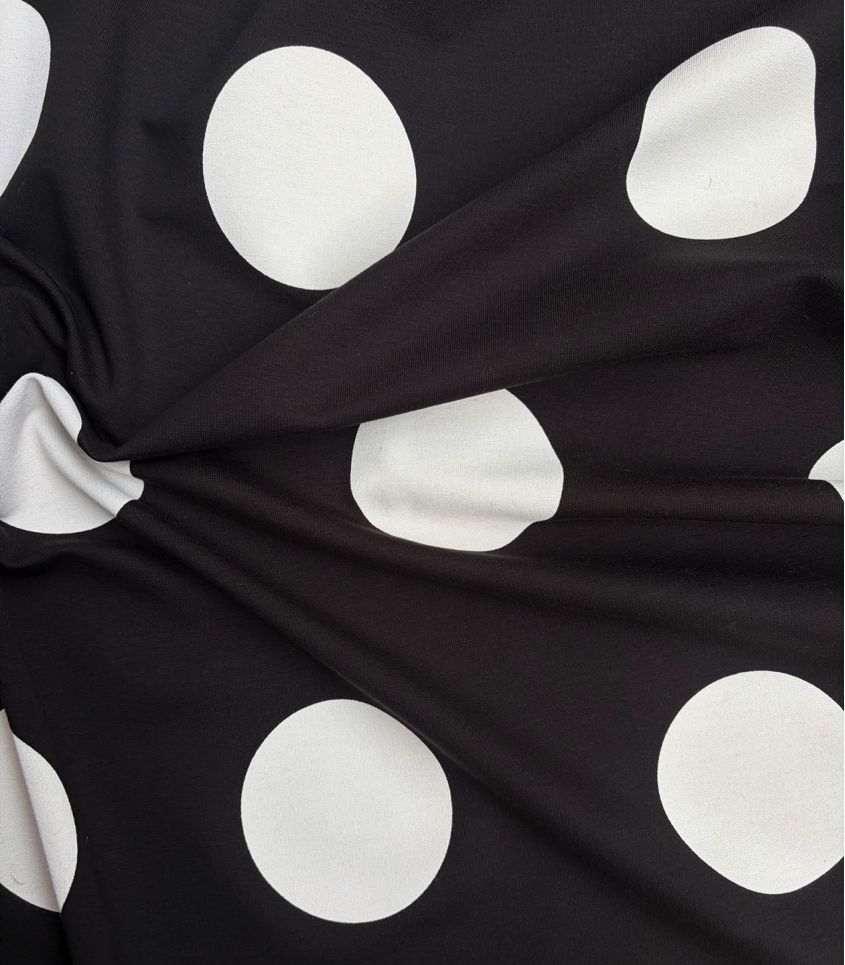 Tissu French terry - Big dots black