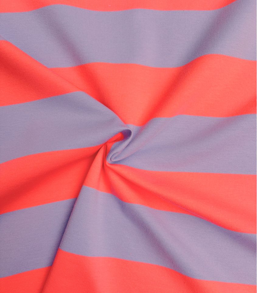 Tissu french terry larges rayures - Lilas