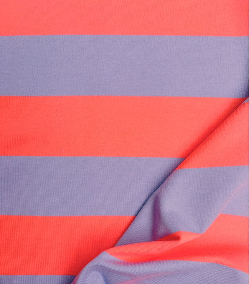 Tissu french terry larges rayures - Lilas Tissu french terry larges rayures - Lilas