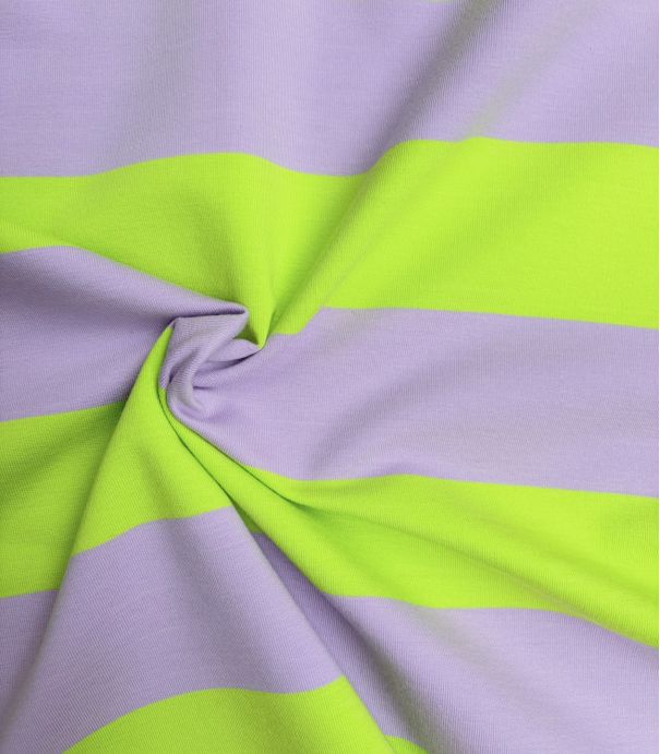 Tissu french terry larges rayures - Néon Lilas