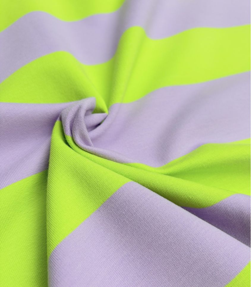 Tissu french terry larges rayures - Néon Lilas Tissu french terry larges rayures - Néon Lilas