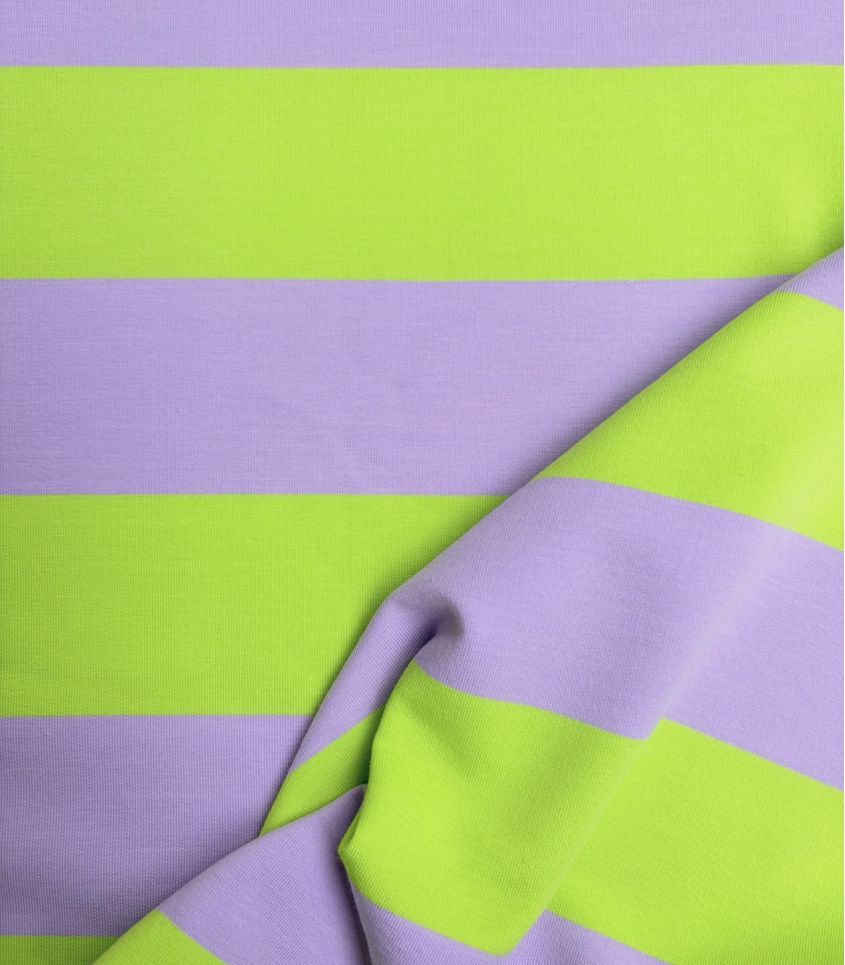 Tissu french terry larges rayures - Néon Lilas Tissu french terry larges rayures - Néon Lilas