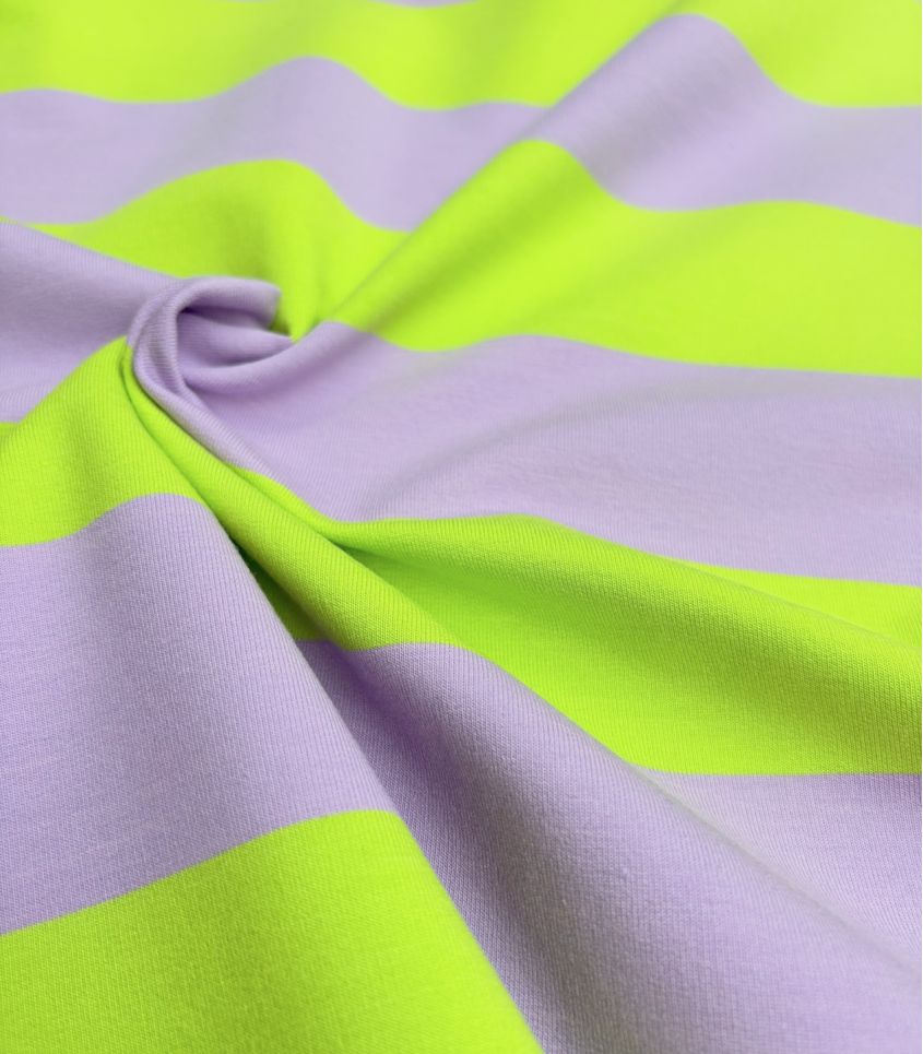 Tissu french terry larges rayures - Néon Lilas Tissu french terry larges rayures - Néon Lilas