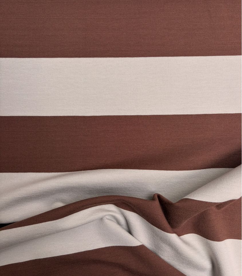 Tissu french terry larges rayures - Cocoa