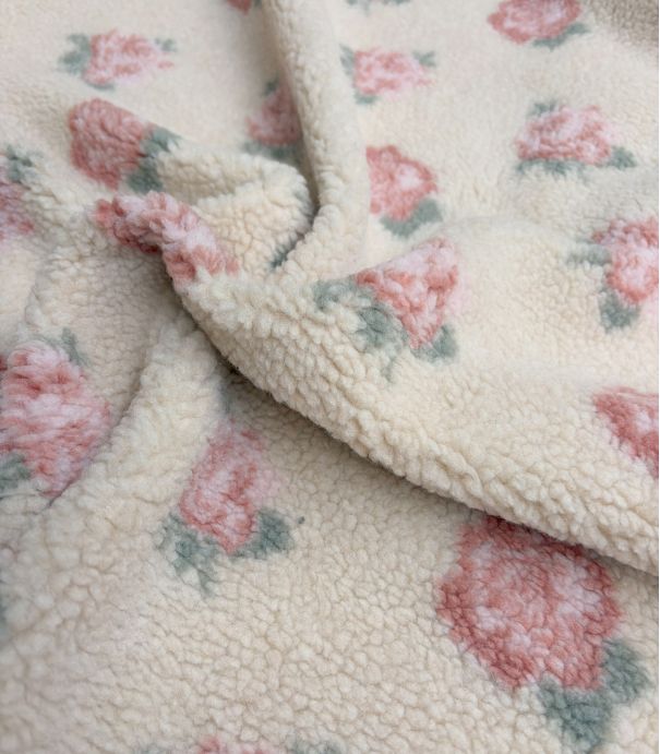 Tissu fourrure Sherpa - Rosée