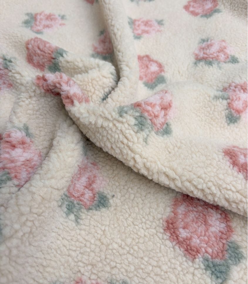 Tissu fourrure Sherpa - Rosée