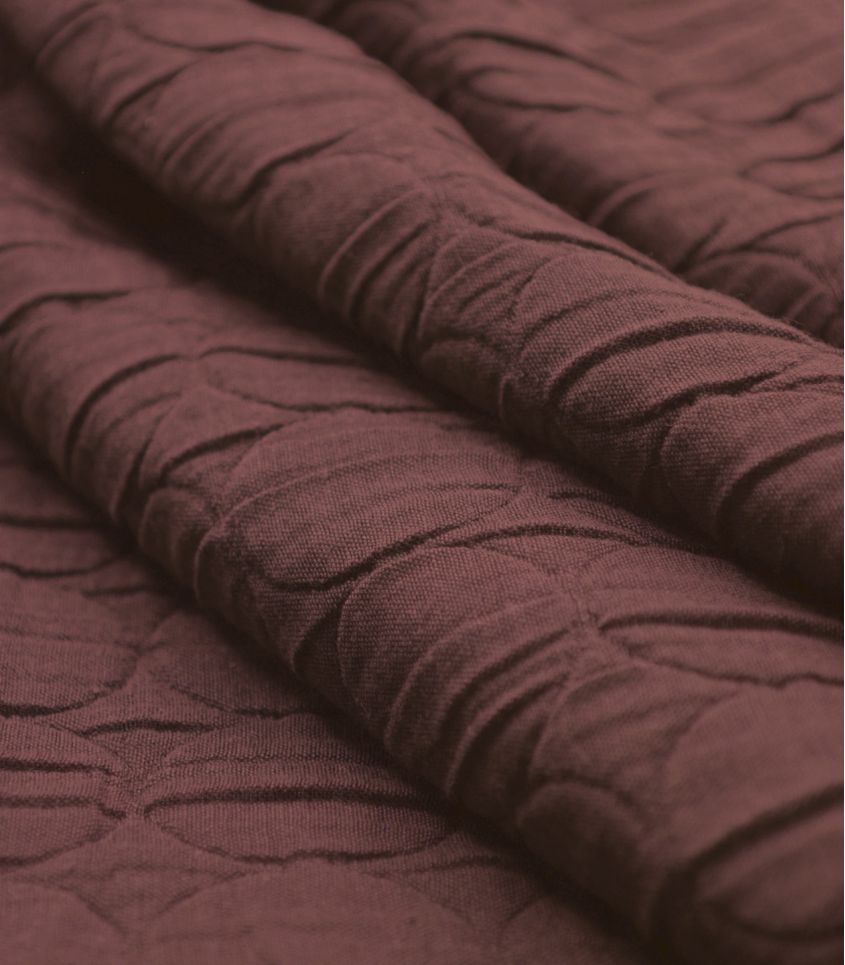 Tissu jacquard matelassé Circle - Chocolat Tissu jacquard matelassé Circle - Chocolat