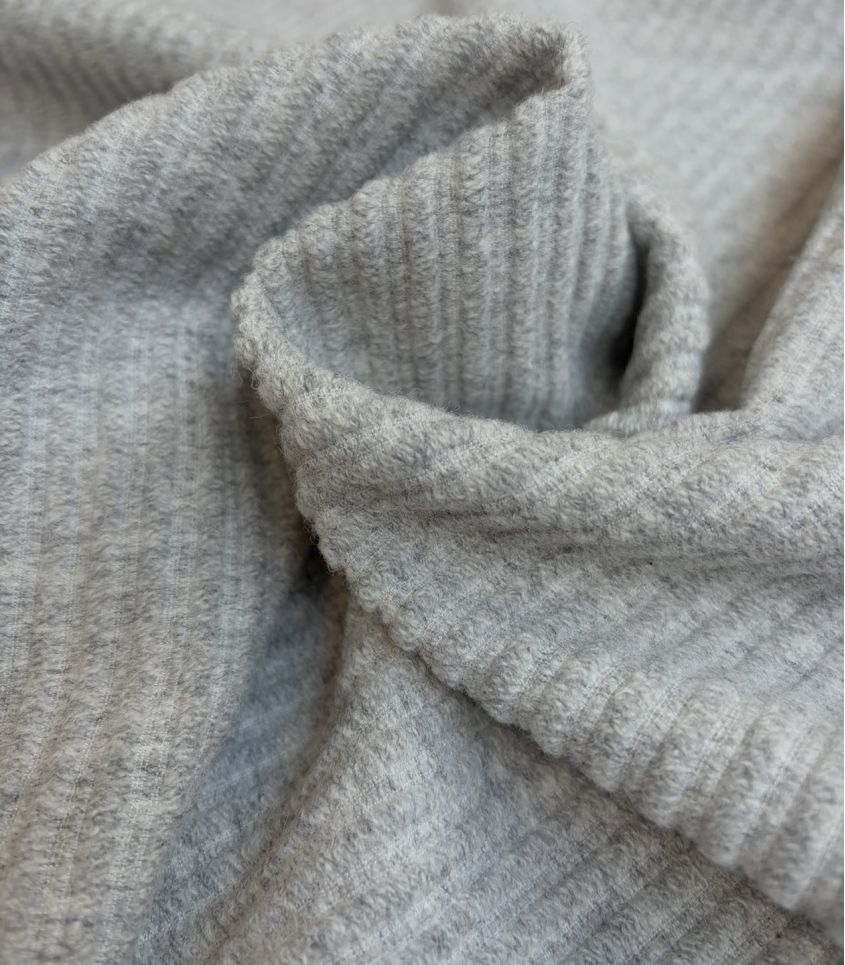 Tissu Lainage côtelé - Gris chiné